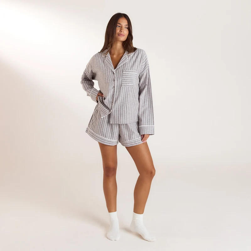 Stripe Pyjama Shirt - Chocolade