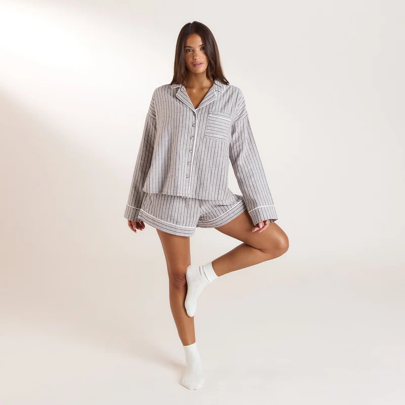 Stripe Pyjama Shorts - Chocolade