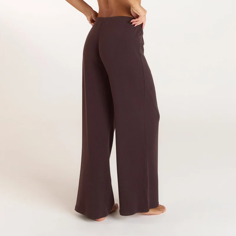 Ribbed Pyjama Broek - Donker Chocoladekleurig