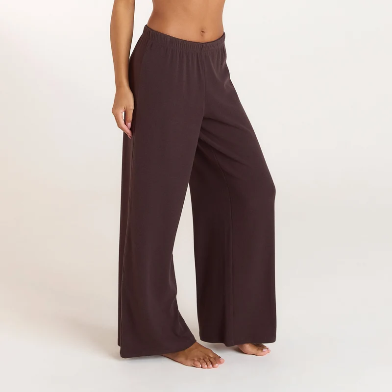 Ribbed Pyjama Broek - Donker Chocoladekleurig