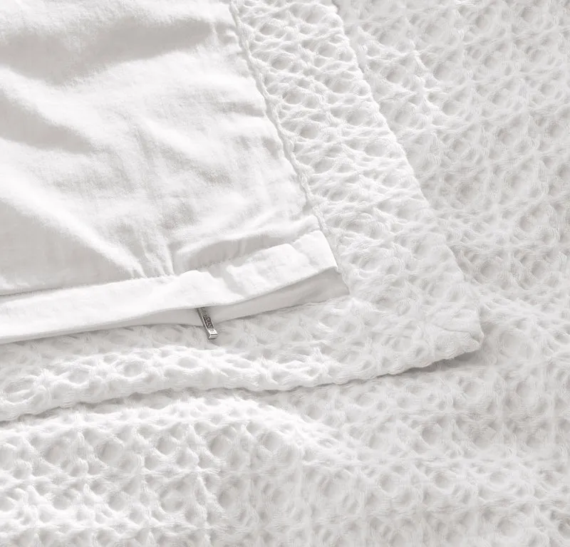 Mosaic Waffle Duvet Cover - White/White