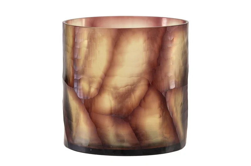Casa Padrino Luxus Kerzenhalter Lila Ø 17,5 x H. 15,5 cm - Windlicht aus massivem Farbglas in Lila und Klar, auch als Vase verwendbar - Luxus Deko Accessoires