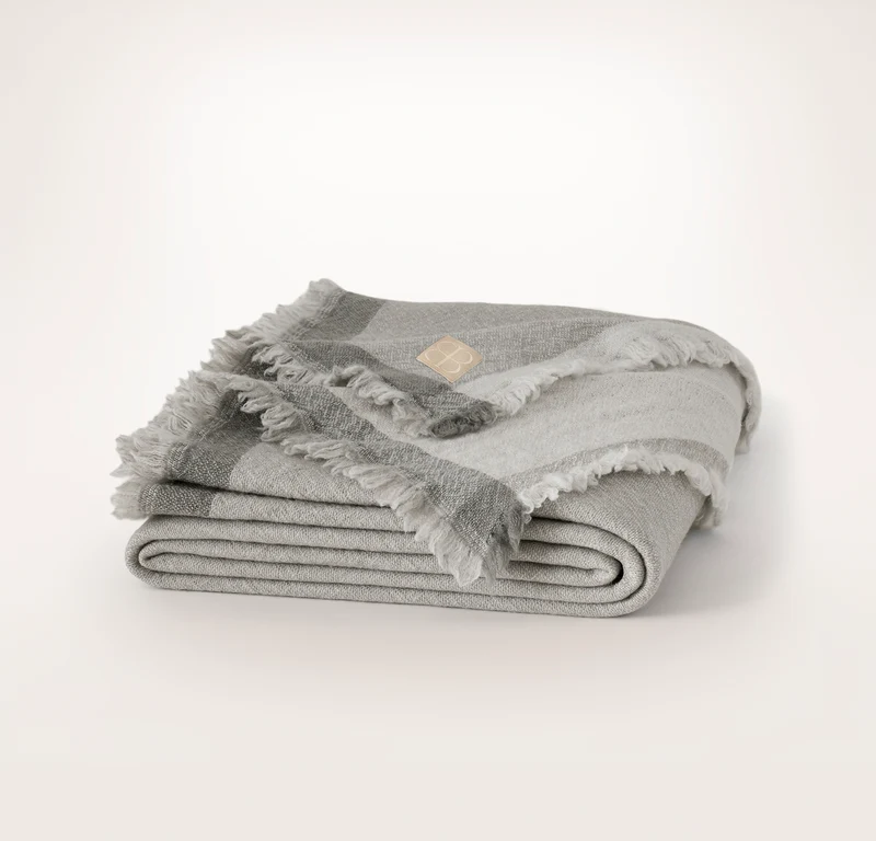 Lavé Wool Throw Blanket - Pewter/Mist