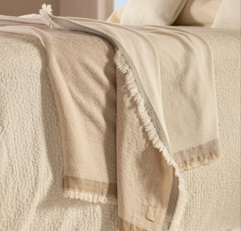 Lavé Wool Throw Blanket - Cream/Oak