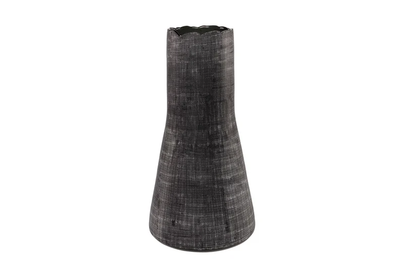 Casa Padrino Luxus Vase Grau Ø 26,5 x H. 53 cm - Hohe Deko Vase aus massivem Farbglas in dunklem Grau - Luxus Deko Accessoires