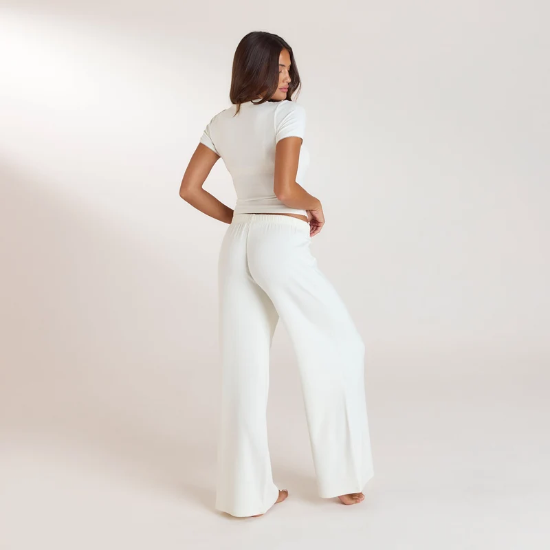 Ribbed Pyjama Broek - Crème