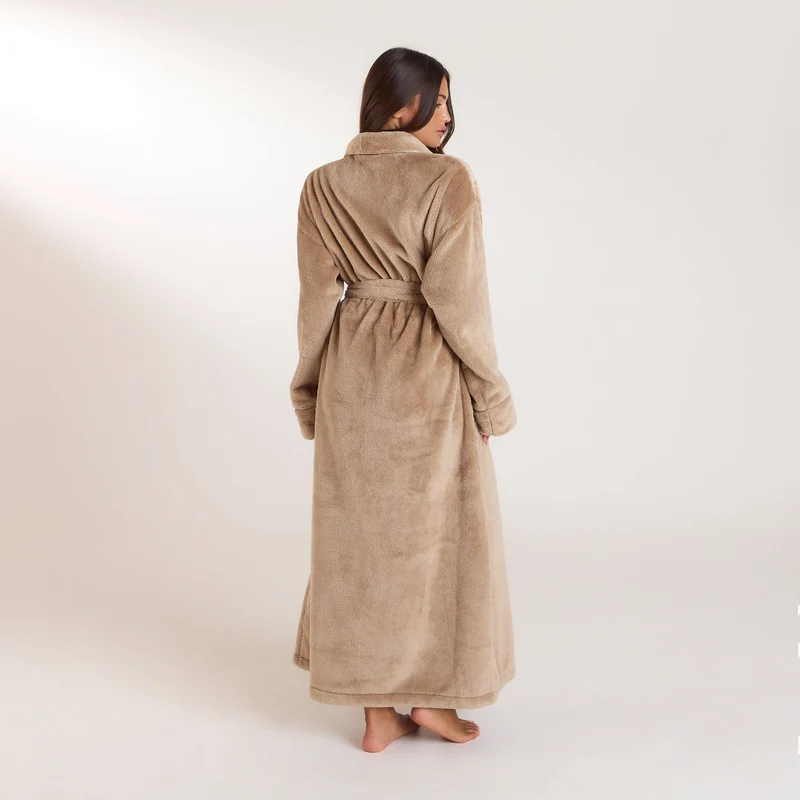 Lange Fluffy Badjas - Beige
