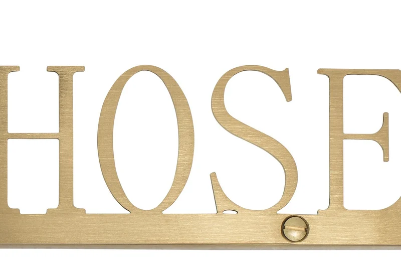 Casa Padrino Luxus Deko Objekt Gold 35,3 x 1,1 x H. 6 cm - Edelstahl Schriftzug Fire Hose in gebürsteter Goldoptik - Luxus Deko Accessoires