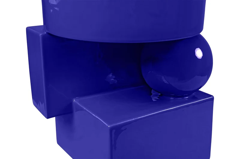 Casa Padrino Luxus Pflanzgefäß Blau 28 x 25 x H. 43,5 cm - Hohes Steingut Pflanzgefäß im Cobalt Blue Finish - Luxus Deko Accessoires