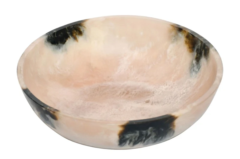 Casa Padrino Luxus Schale Schwarz / Cremeweiß Ø 30 x H. 8 cm - Flache runde Deko Schale aus Kunstharz in transparenter Optik - Luxus Deko Accessoires
