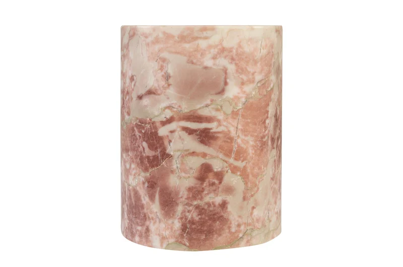Casa Padrino Luxus Marmor Weinkühler Rosa Ø 14 x H. 18 cm - Massiver Flaschenkühler aus hochwertigem Rosalia Pink Marmor - Luxus Bar Accessoires