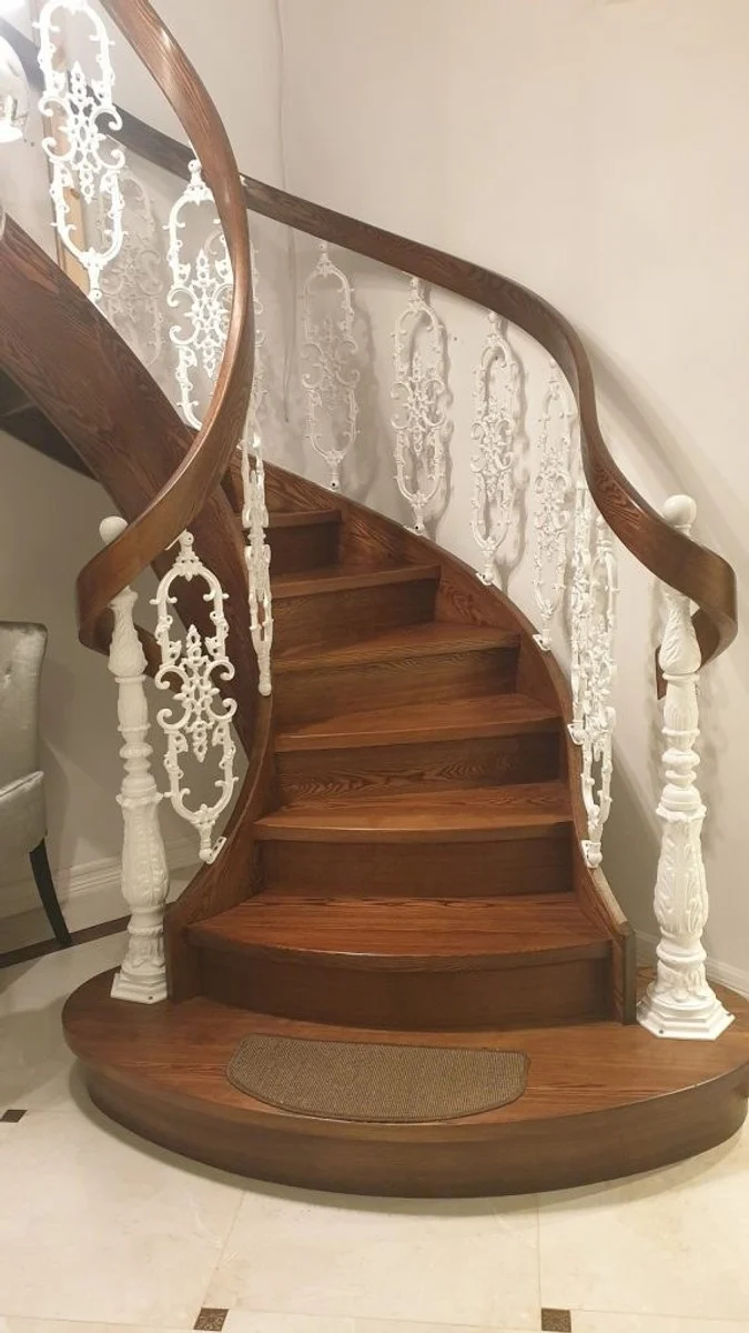 Casa Padrino Gusseisen Geländerstab Schwarz 21,5 x H. 103 cm - Prunkvoller Zierstab mit Ranken Ornament - Balkon & Treppen Geländer
