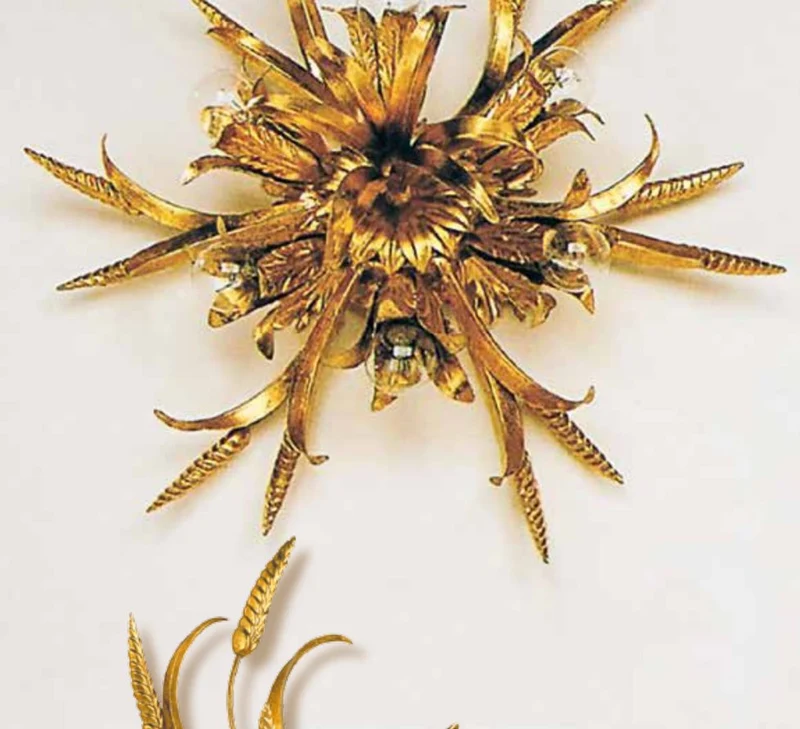 Casa Padrino Barock Deckenleuchte Gold Ø 54 x T. 18 cm 6-flammig - Handgefertigte Leuchte aus Italien - Barock Leuchten