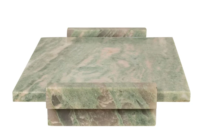 Casa Padrino Luxus Marmor Tablett Grün 40 x 25 x H. 6 cm - Rechteckiges Tablett mit Rand aus hochwertigem Indian Green Onyx - Luxus Deko Accessoires