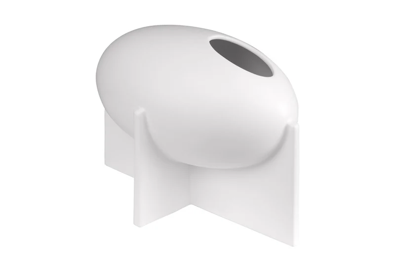 Casa Padrino Luxus Vase Antikweiß 30 x 18 x H. 21 cm - Breite Steingut Vase der OVO Serie mit Old White Glasur - Luxus Deko Accessoires