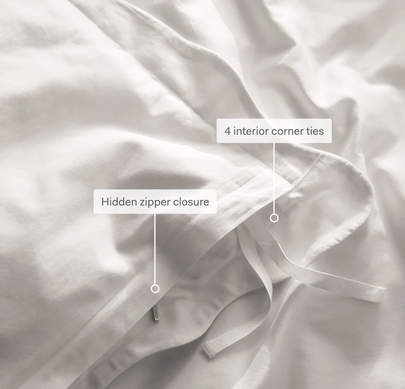 Percale Embellished Duvet Set - Shore/Shore Curved Edge