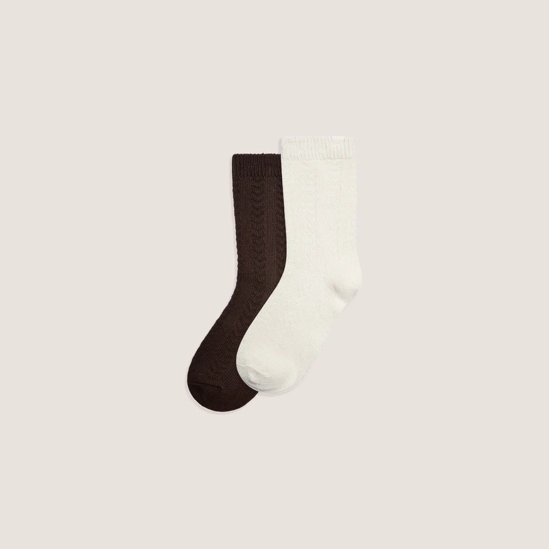 Crew-sokken met kabelpatroon (2-pack) - Multi