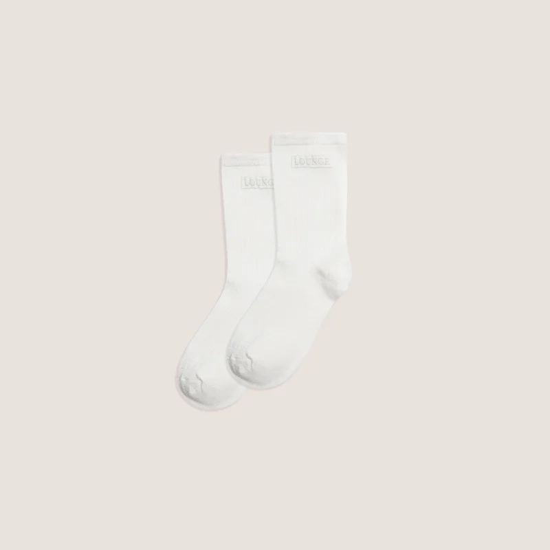 Geribbelde crew-sokken (2-pack) - Wit