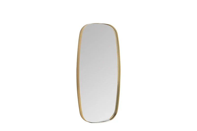 Casa Padrino Luxus Wandspiegel Gold 24 x 3 x H. 50 cm - Spiegel Nibbles S mit Rahmen aus gebürstetem massivem Messing - Luxus Deko Accessoires