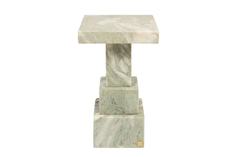 Casa Padrino Luxus Marmor Beistelltisch Grün 30,5 x 30,5 x H. 48,5 cm - Massiver Sockel Beistelltisch aus hochwertigem Indian Green Onyx - Luxus Möbel