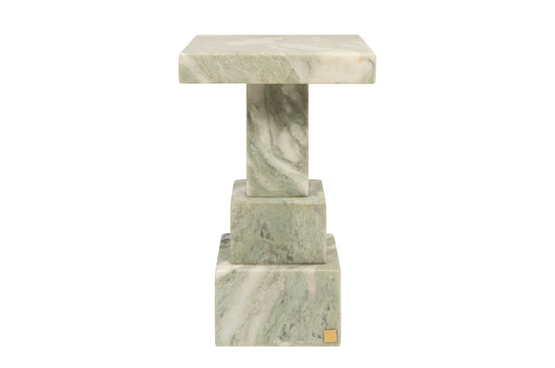 Casa Padrino Luxus Marmor Beistelltisch Grün 30,5 x 30,5 x H. 48,5 cm - Massiver Sockel Beistelltisch aus hochwertigem Indian Green Onyx - Luxus Möbel
