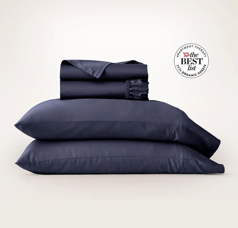 Percale Hemmed Sheet Set - Coastal Navy