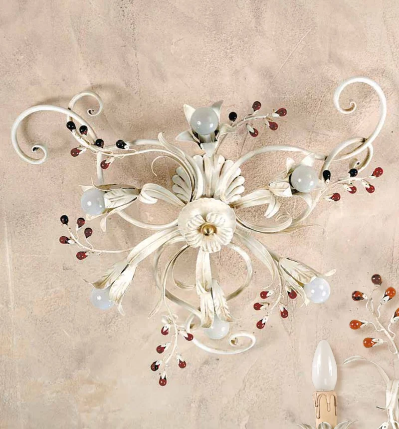 Casa Padrino Barock Deckenleuchte Ø 70 x T. 22 cm 6-flammig - Handgefertigte Leuchte aus Italien - Barock Leuchten