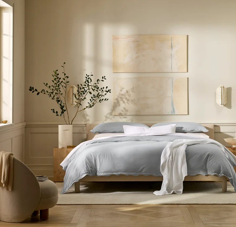 Signature Embellished Duvet Set - Shore/Shore Curved Edge