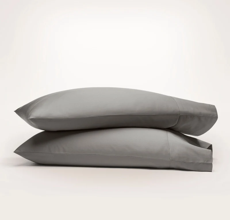 Percale Hemmed Pillowcase Set - Stone