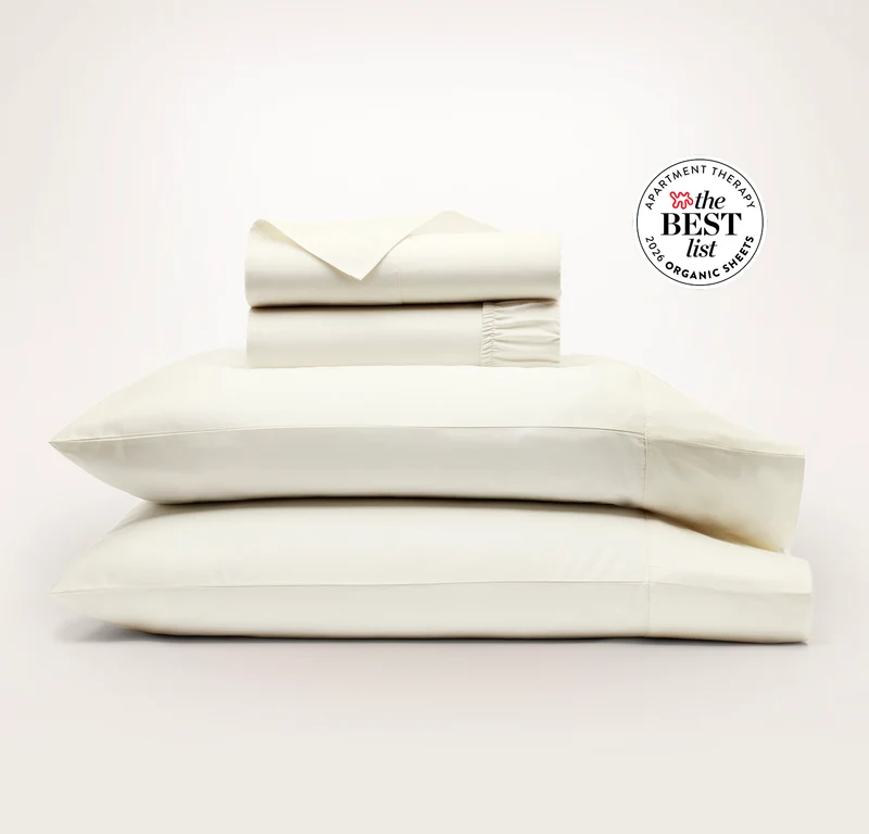 Percale Hemmed Sheet Set - Cream