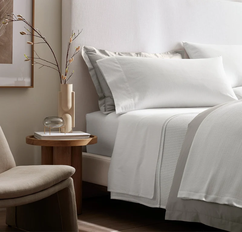Signature Hemmed Sheet Set - White/Pewter Delicate Stripe
