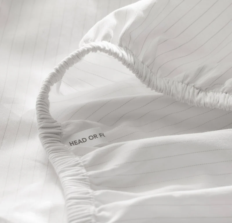 Signature Hemmed Sheet Set - White/Pewter Delicate Stripe
