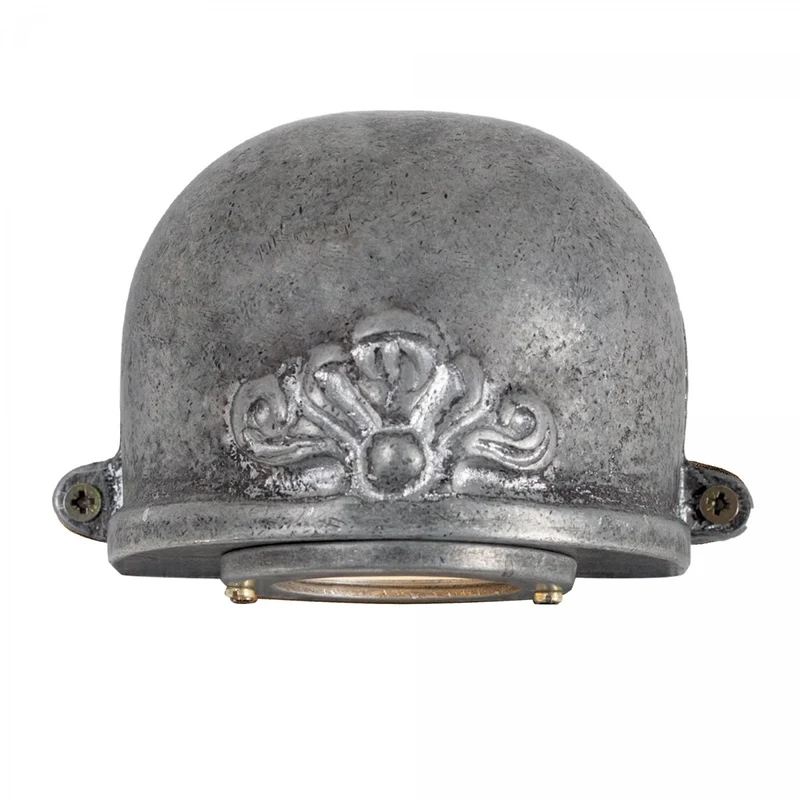 Casa Padrino Jugendstil Schiffslampe 11 x 7 x H. 9 cm - Silber - Nostalgische Wetterfeste Außenleuchte