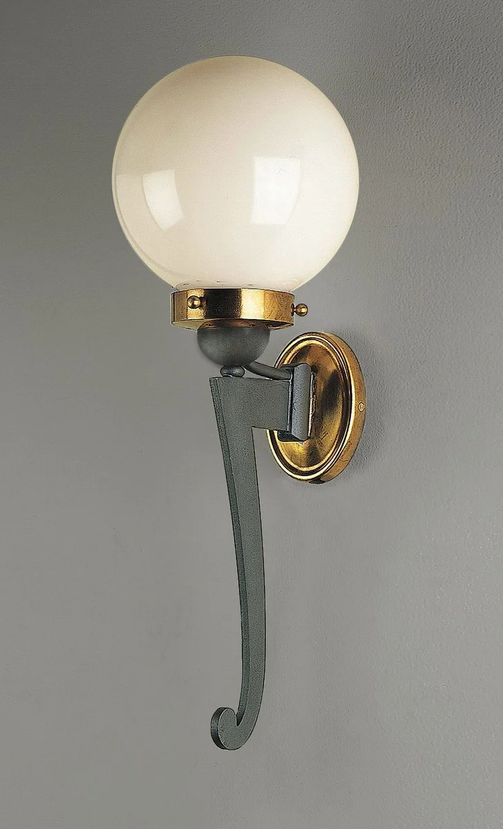 Casa Padrino Luxus Außen Laterne Messing Poliert Ø 20 x H. 55 cm - Handgefertigte Laterne aus Schmiedeeisen - Luxus Kollektion - Edel & Prunkvoll