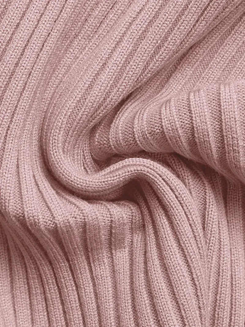 Geribbelde gebreide bodycon sweaterjurk met vierkante hals