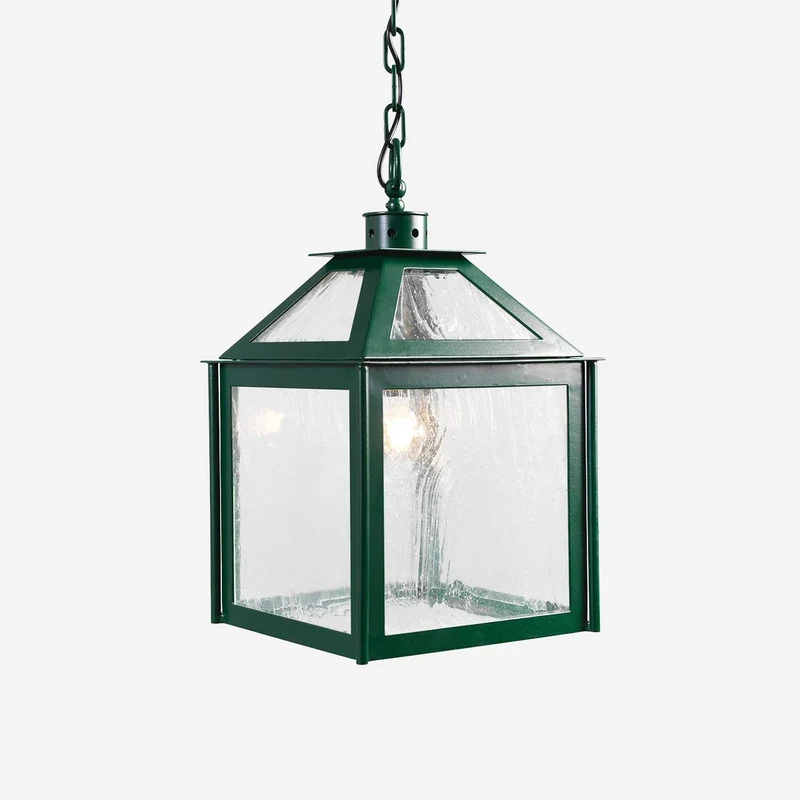 Casa Padrino Luxus Außen Hängeleuchte Laterne Grün B. 28 x H. 45 cm - Handgefertigte Laterne aus Schmiedeeisen - Luxus Kollektion - Edel & Prunkvoll
