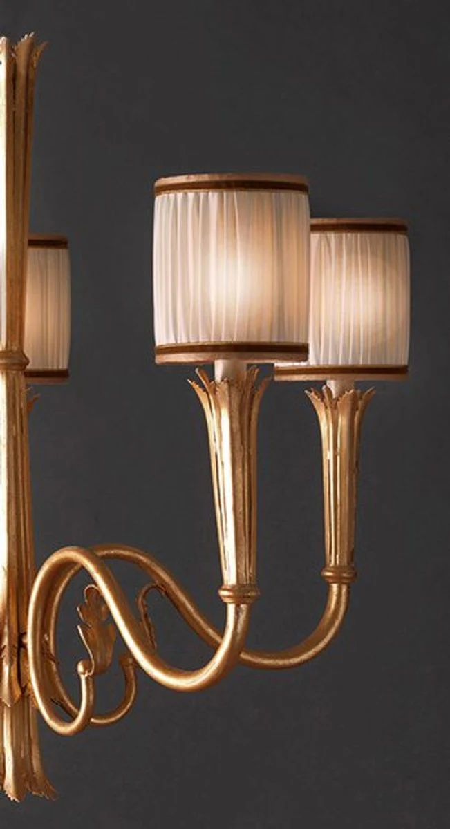 Casa Padrino Luxus Kronleuchter Antikgold Ø 100 x H. 100 cm - Handgefertigter Kronleuchter aus Schmiedeeisen mit Kristallbehang - Luxus Kollektion - Edel & Prunkvoll