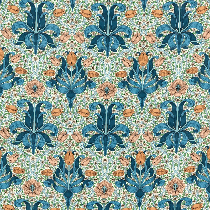 Baumwollstoff Frühlingsdickicht - blau