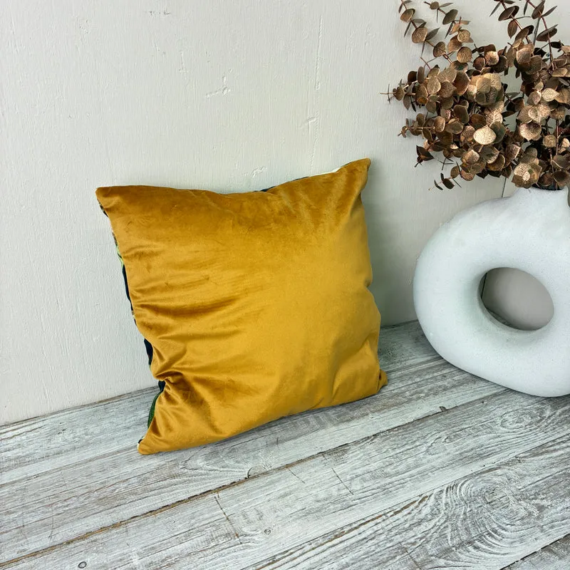 Thomas Klotz Designer Samtkissen Dschungel Totenkopfäffchen & Senfgelber Samt