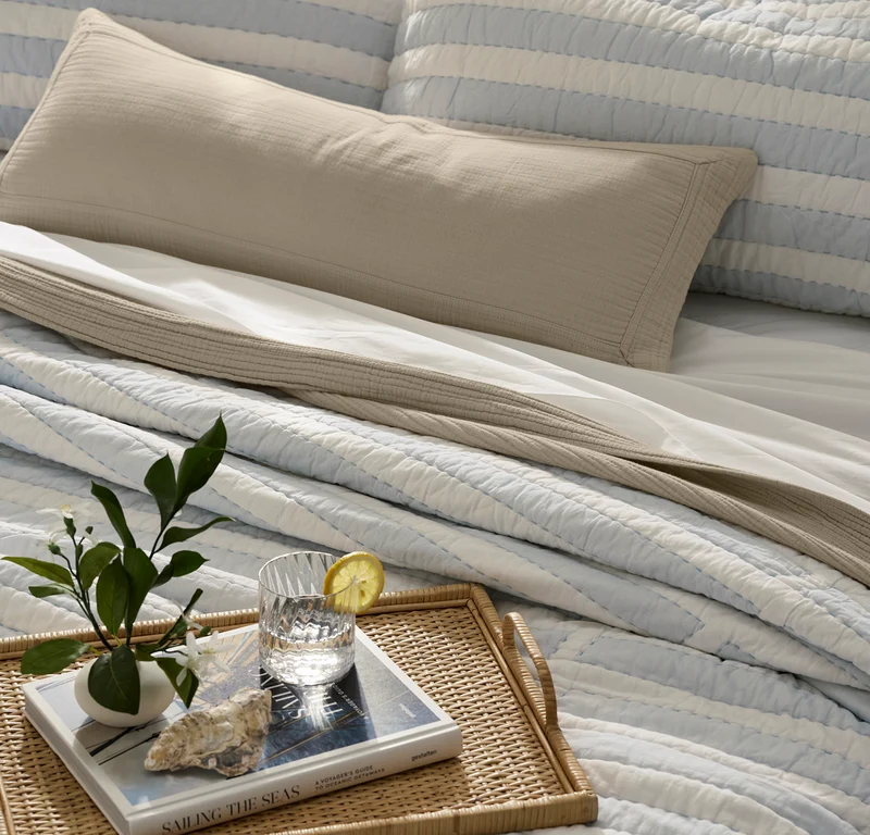 Shoreline Quilt Set - White/Seabreeze