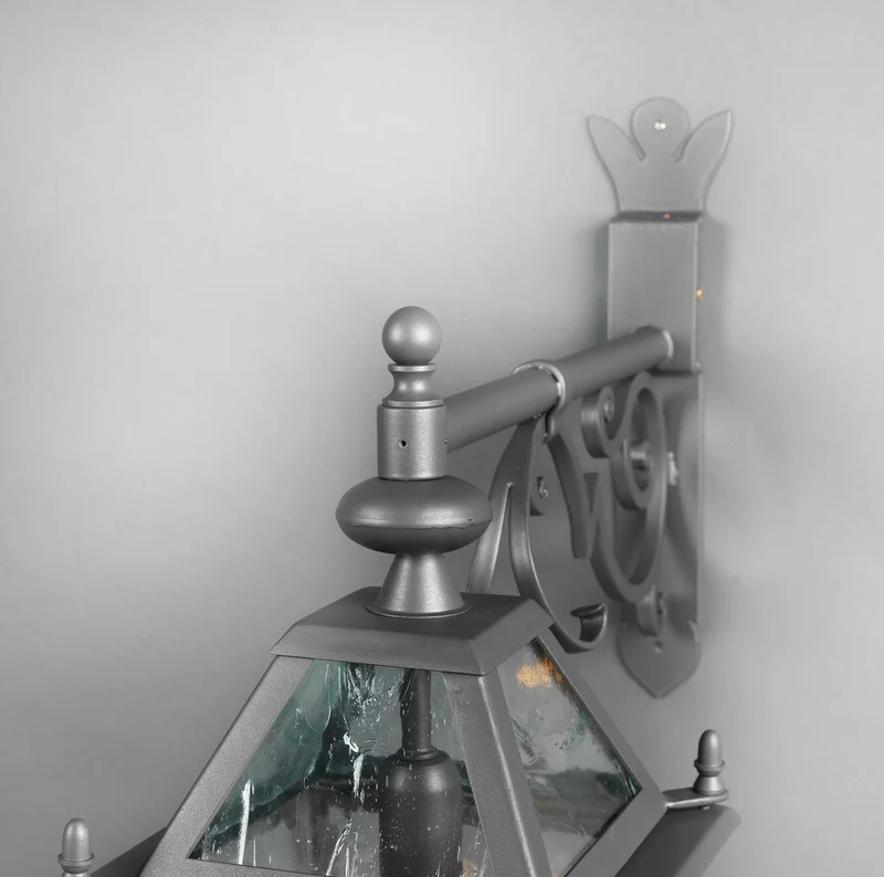 Casa Padrino Luxus Außen Laterne Grau B. 29 x H. 54 cm - Handgefertigte Laterne aus Schmiedeeisen - Luxus Kollektion - Edel & Prunkvoll