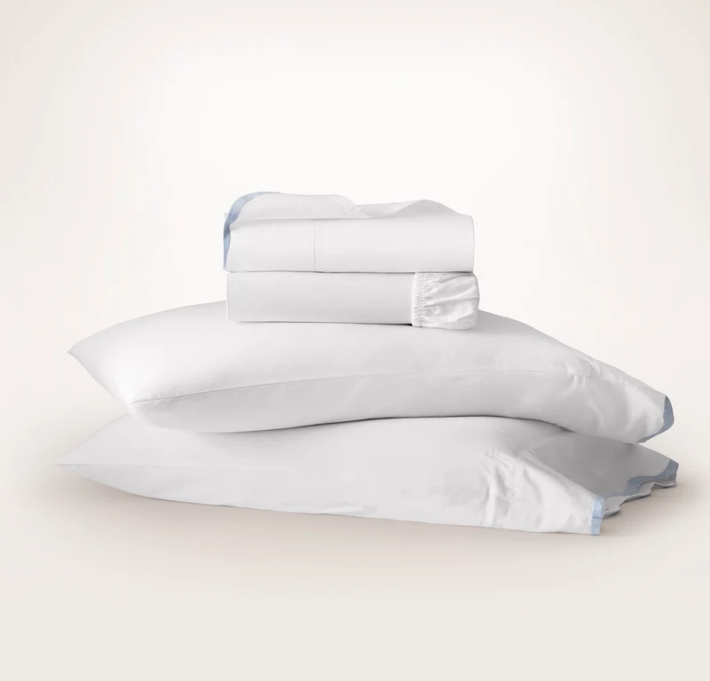 Signature Embellished Sheet Set - White/Hydrangea Curved Edge
