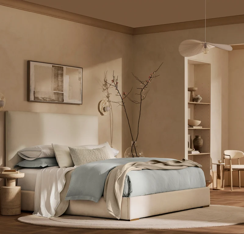 Percale Embellished Sheet Set - White/Shore/Sand Sail Stitch
