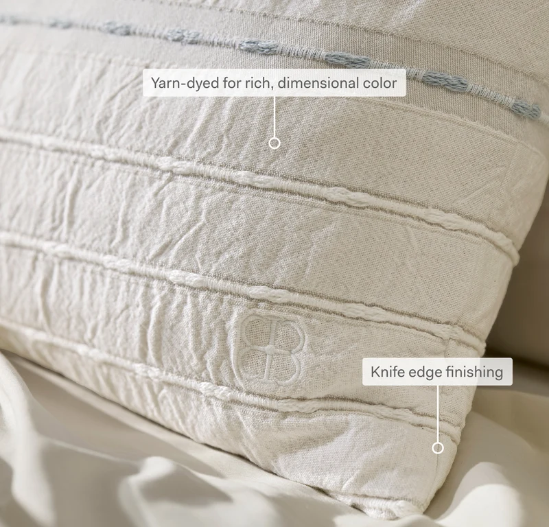 Tideline Pillow Cover (Lumbar) - Cream/Hydrangea