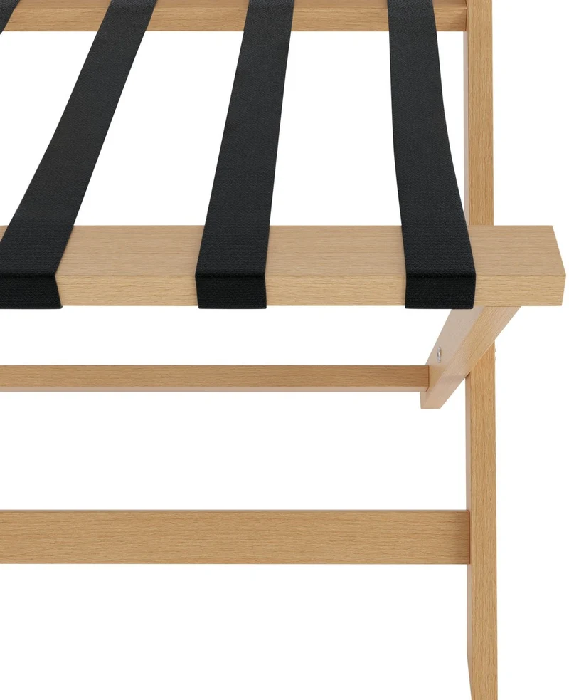 Casa Padrino Luxus Kofferständer Gepäckablage aus Buchenholz mit Textilgurten und Rückenlehne in Naturfarben / Schwarz 63 x 43 x H. 49 cm