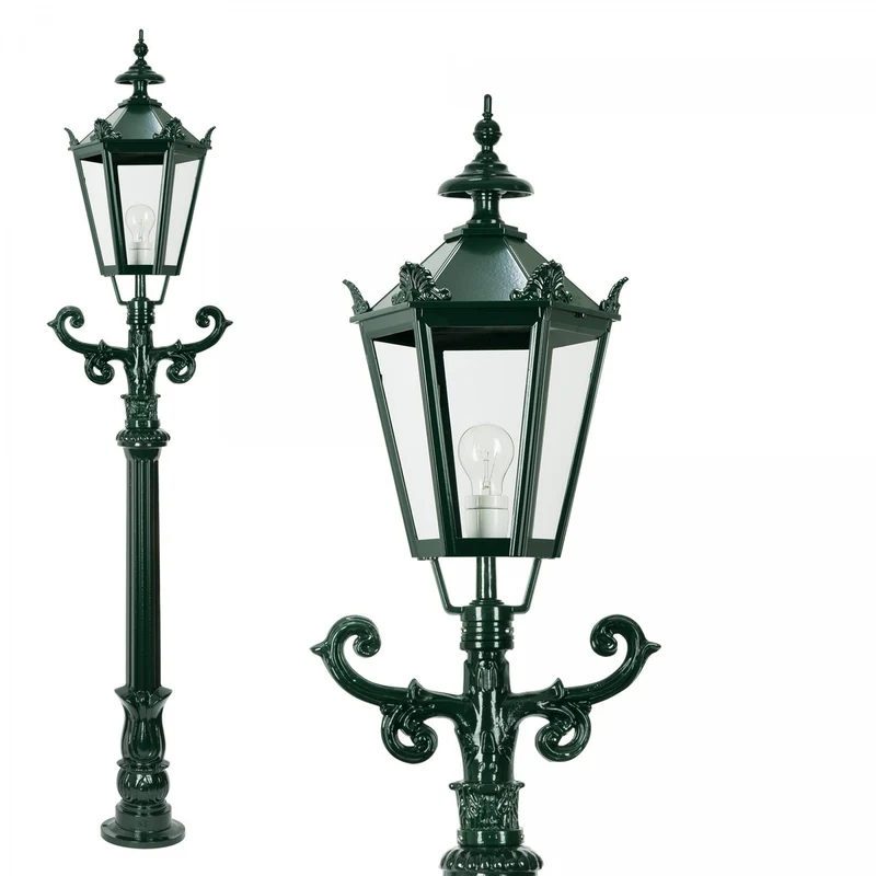 Casa Padrino Jugendstil Gartenleuchte 42 x 29 x H. 175 cm - Verschiedene Farben - Nostalgische Wetterfeste Außenleuchte