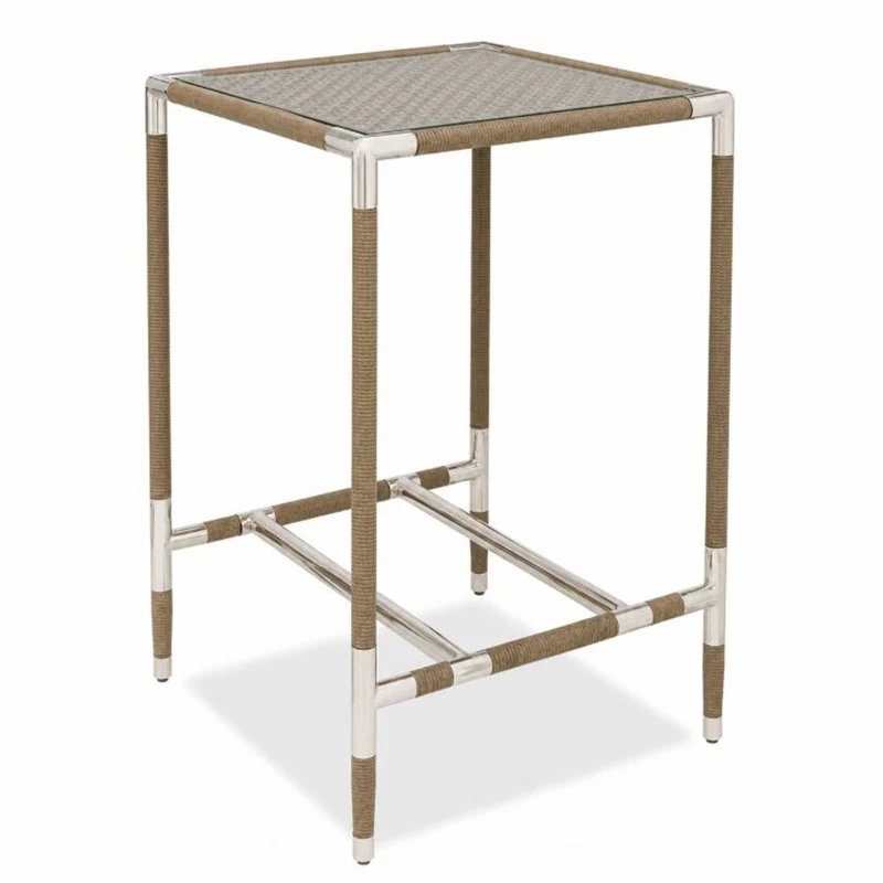 Casa Padrino Luxus Outdoor Bartisch mit Glasplatte & Fußstützen H. 105,5 cm - Luxus Stehtisch - Luxus Outdoor & Garten Möbel