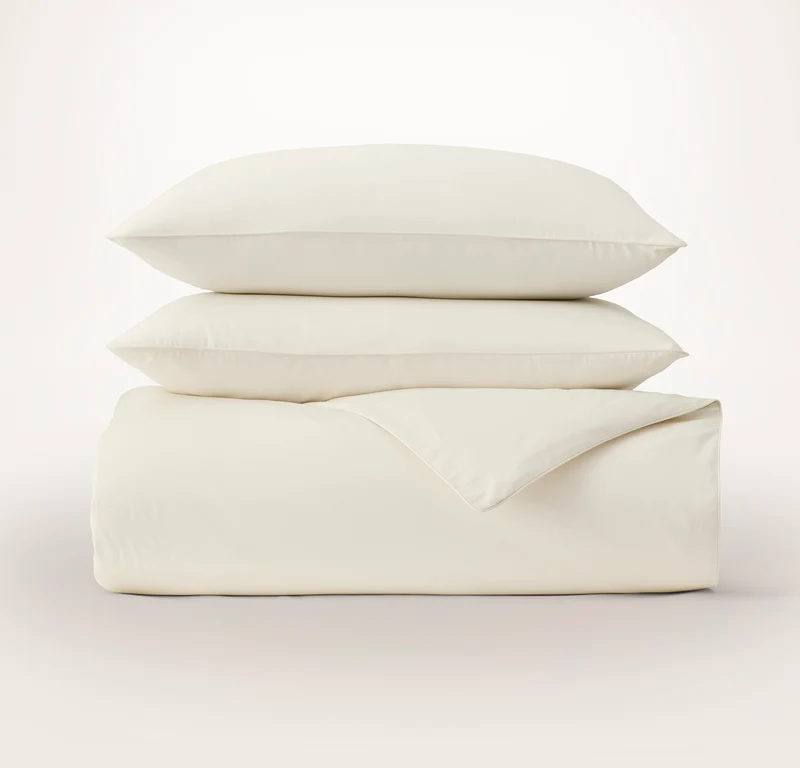 Signature Embellished Duvet Set - Cream/Cream Piped Edge
