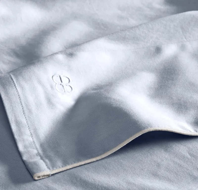 Percale Embellished Sheet Set - Hydrangea/White Piped Edge