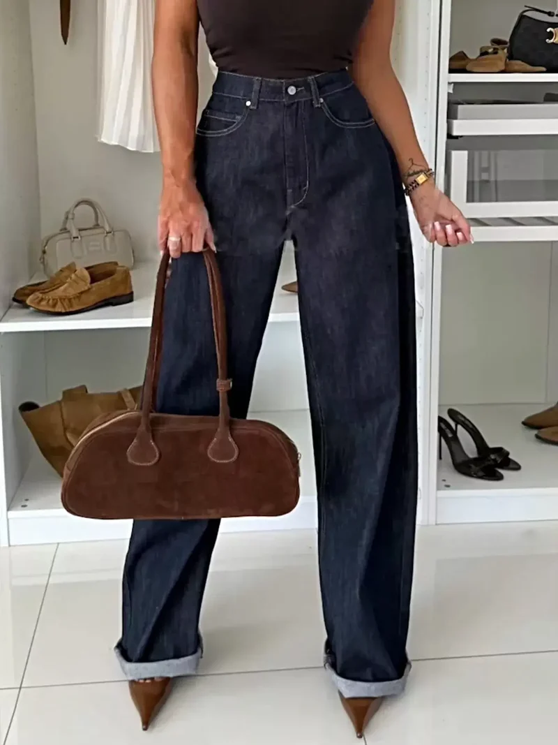 Stijlvolle blazer en jeansset met enkele rij knopen - 65% katoen, geen stretch, tweedelig ensemble
